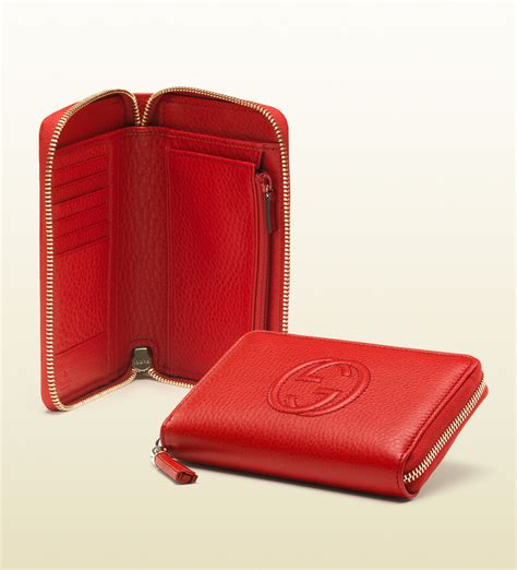 gucci soho red leather zip around wallet|Gucci signature zip around wallet.